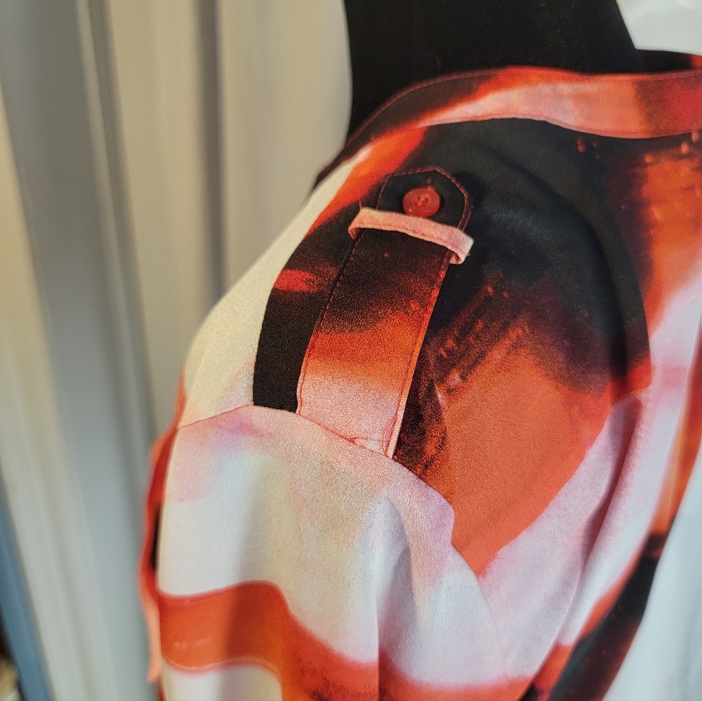 Calvin Klein Abstract Red, White, and Black Women's Top - Picture 5 of 13